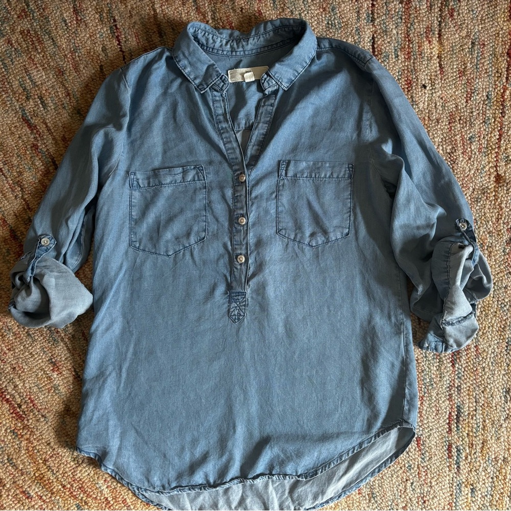 Blue Denim Button-Up Shirt
